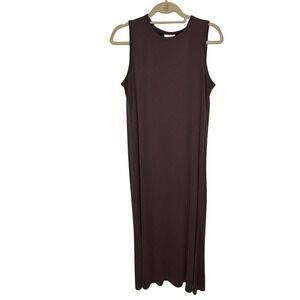 Pure Jill Maxi Dress Sleeveless Ribbed Knit Casual Brown Purple‎ Dress M